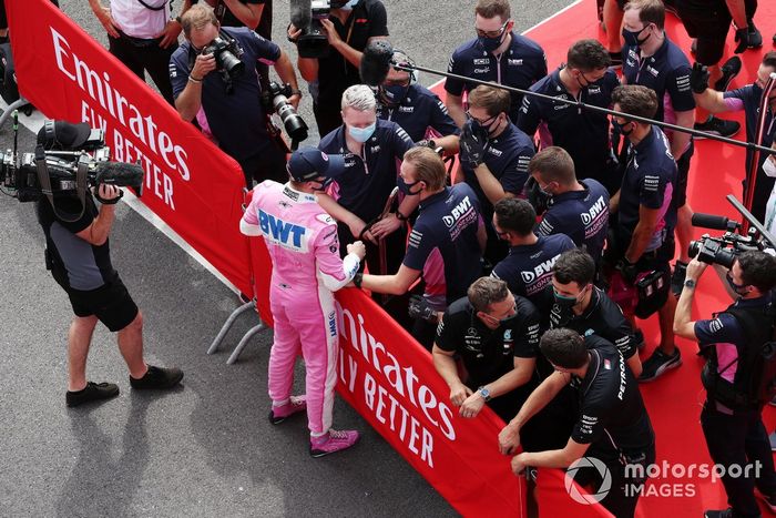 Nico Hulkenberg, Racing Point, festeggia il terzo posto in qualifica