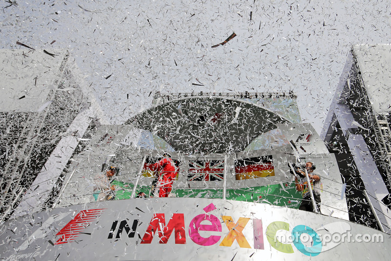 Sebastian Vettel, Ferrari celebrates on the podium