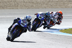 Sylvain Guintoli, Pata Yamaha; Alex Lowes, Pata Yamaha; Michael van der Mark, Honda World Superbike