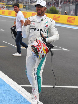 Pole sitter Lewis Hamilton, Mercedes-AMG F1 celebrates in parc ferme