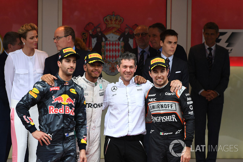 2016: 1. Lewis Hamilton, 2. Daniel Ricciardo, 3. Sergio Perez