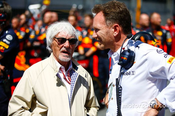 Bernie Ecclestone con Christian Horner, director de Red Bull Racing