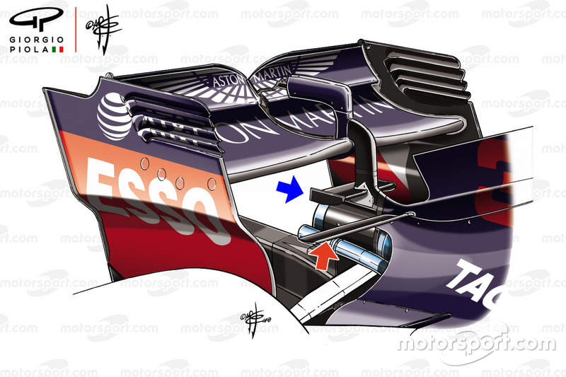 Red Bull RB14 rear wing monkey seat