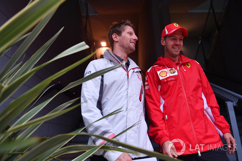 Ромен Грожан, Haas F1 Team, Себастьян Феттель, Ferrari