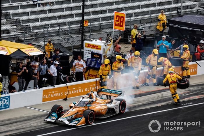 Romain Grosjean, Andretti Autosport Honda, parada en boxes