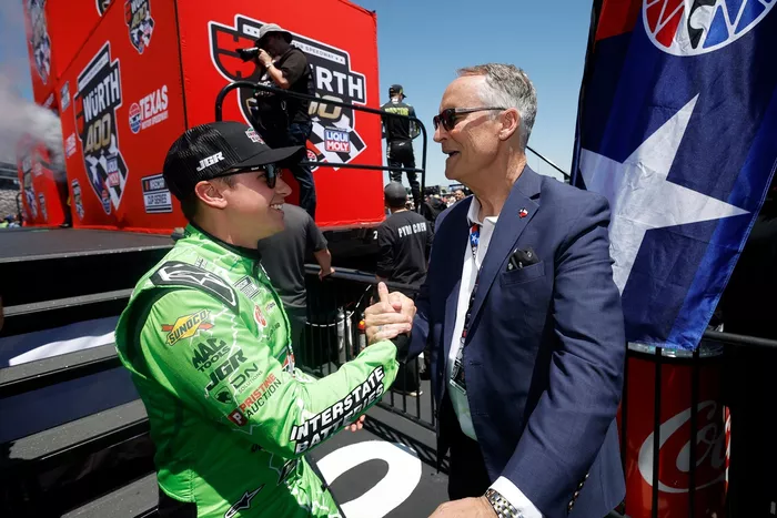 Christopher Bell, Joe Gibbs Racing Toyota, Mark Faber, Executive Vice President & General Manager, Texas Motor Speedway
