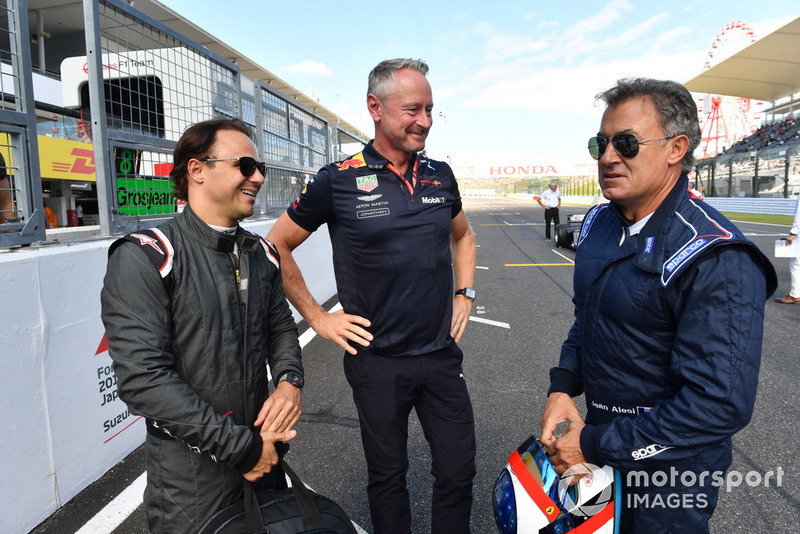 Felipe Massa, Jonathan Wheatley, Red Bull Racing Team Manager y Jean Alesi Leyendas F1 30 aniversario 