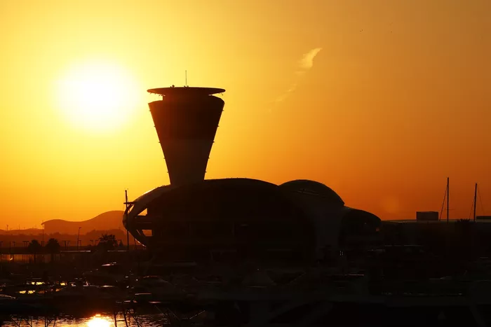 A general view as the sun rises over the circuit