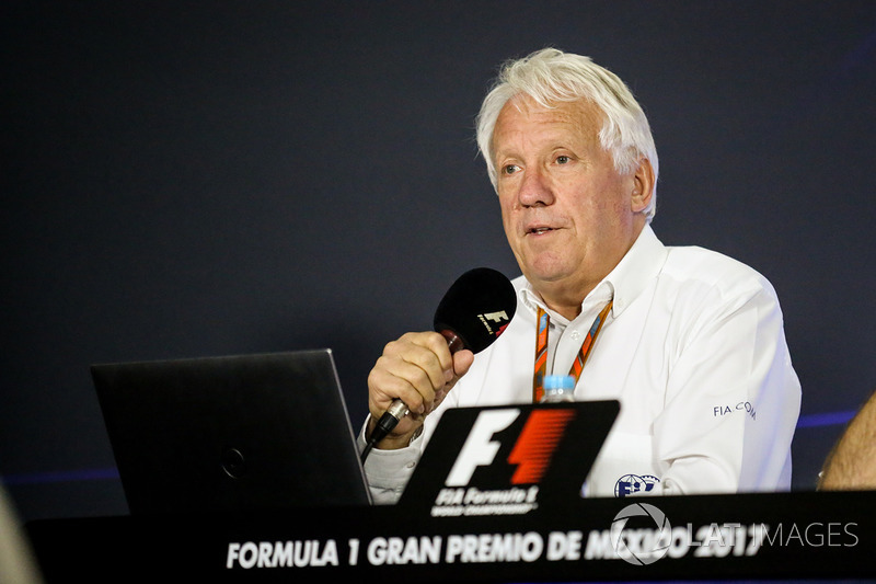 Charlie Whiting, FIA Delegate in the Press Conference discussing the Kimi Raikkonen, Ferrari and Max Verstappen, Red Bull Racing incident at United States Grand Prix