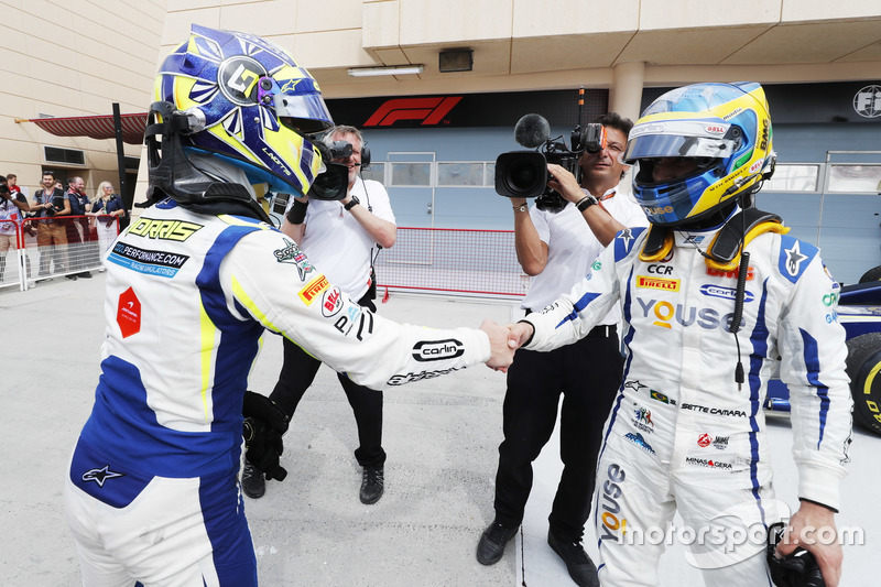 Race winner Lando Norris, Carlin and Sergio Sette Camara, Carlin