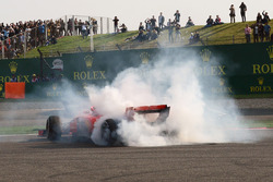 Sebastian Vettel, Ferrari SF71H spins after clashing with Max Verstappen, Red Bull Racing RB14