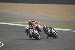 Tom Sykes, Kawasaki Racing Team, Jonathan Rea, Kawasaki Racing Team et Chaz Davies, Aruba.it Racing