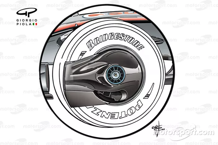 McLaren MP4-23 front wheel spinner