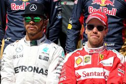 Lewis Hamilton, Mercedes AMG F1 Team y Sebastian Vettel, Ferrari