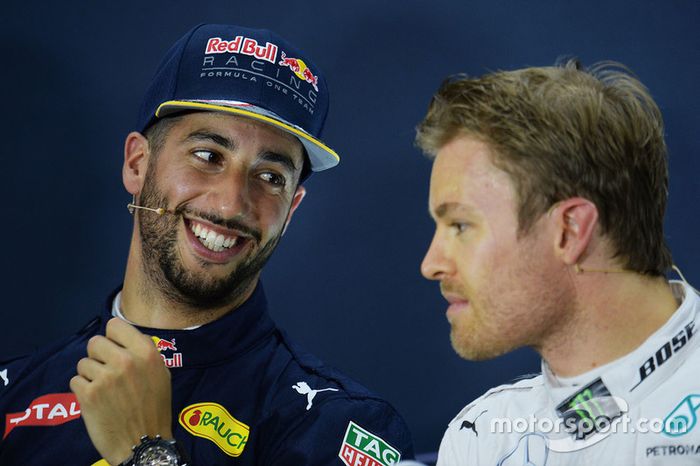 Conferencia de prensa: Daniel Ricciardo, Red Bull Racing, Nico Rosberg, Mercedes AMG F1 Team