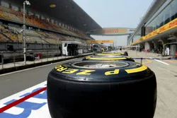 Pirelli tyres in the pitlane