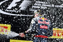 Max Verstappen, Red Bull Racing celebrates his first win