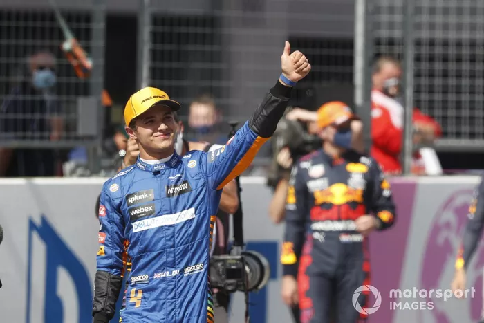 Segundo puesto Lando Norris, McLaren en Parc Ferme