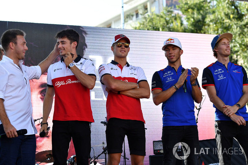 Davide Valsecchi, Sky Italia con Charles Leclerc, Sauber, Marcus Ericsson, Sauber, Pierre Gasly, Scuderia Toro Rosso Toro Rosso y Brendon Hartley, Scuderia Toro Rosso