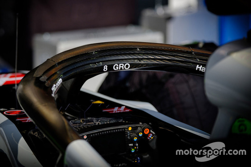 Haas F1 Team VF-18 de Romain Grosjean, detalle de halo