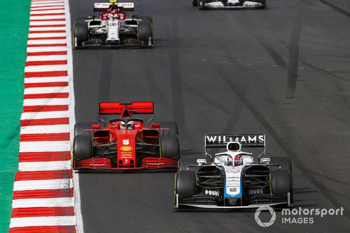 George Russell, Williams FW43, Sebastian Vettel, Ferrari SF1000, Antonio Giovinazzi, Alfa Romeo Racing C39