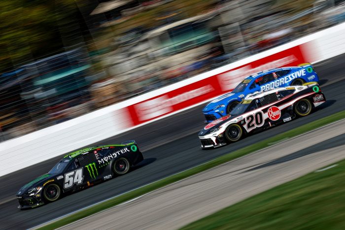 Ty Gibbs, Joe Gibbs Racing Toyota; Christopher Bell, Joe Gibbs Racing Toyota; Denny Hamlin, Joe Gibbs Racing Toyota