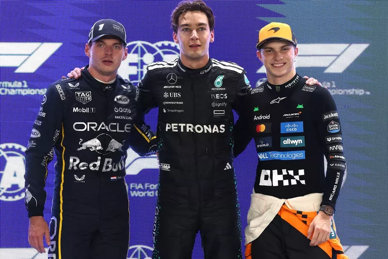 Oscar Piastri, McLaren, Max Verstappen, Red Bull Racing, George Russell, Mercedes