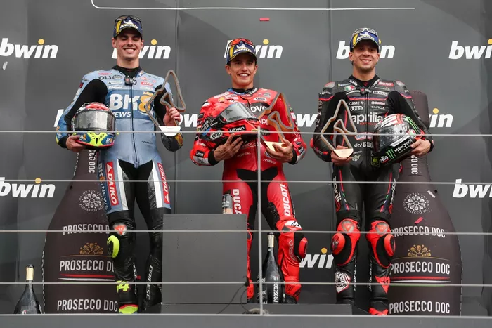 Fermin Aldeguer, Gresini Racing, Marco Bezzecchi, Aprilia Racing, Marc Marquez, Ducati Team