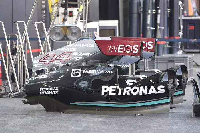 Detalle del chasis del Mercedes W12