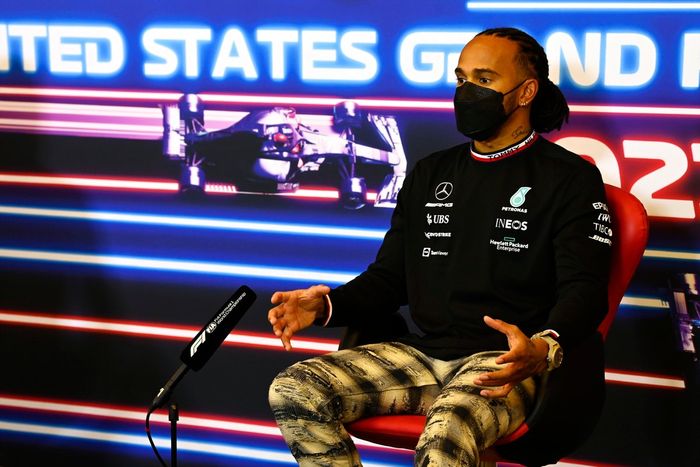 Lewis Hamilton, Mercedes en la rueda de prensa de los pilotos