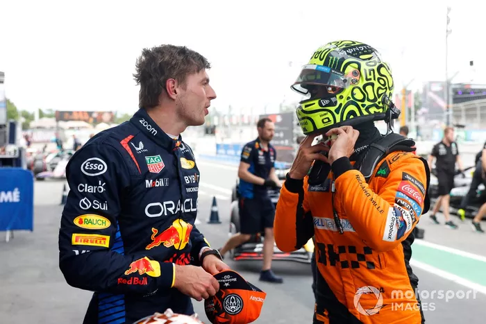 Max Verstappen, Red Bull Racing, poleman Lando Norris, McLaren F1 Team
