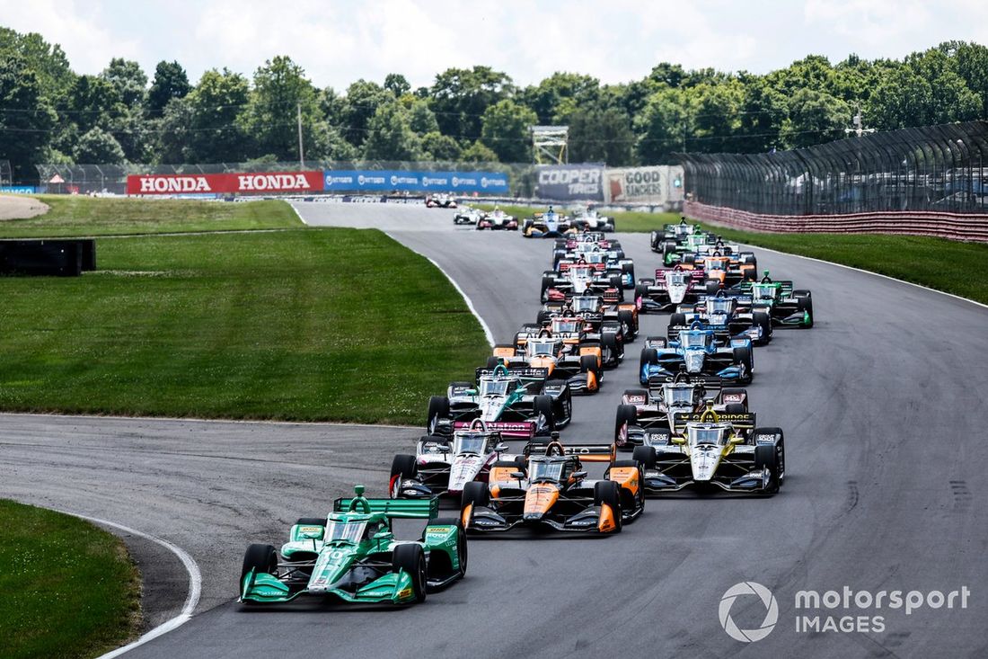 Alex Palou, Chip Ganassi Racing Honda, Patricio O'Ward, Arrow McLaren Chevrolet, David Malukas, Meyer Shank Racing Honda, Colton Herta, Andretti Global c/ Curb-Agajanian Honda, Scott McLaughlin, Team Penske Chevrolet, Marcus Ericsson, Andretti Global Hond