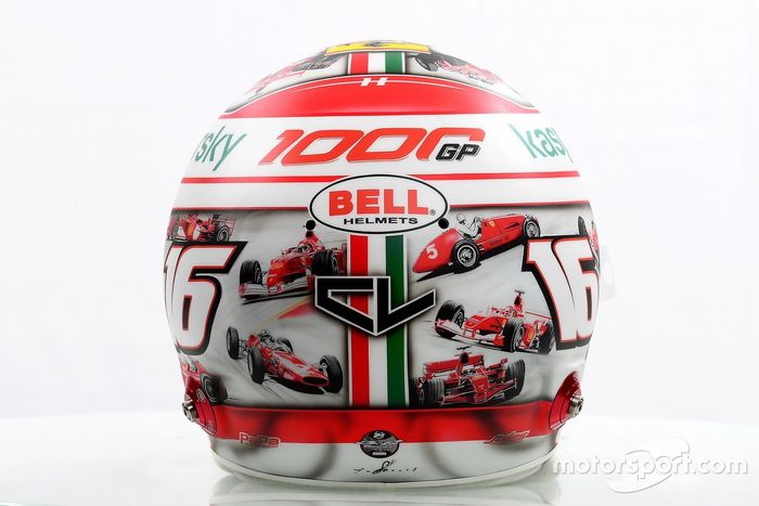 El casco de Charles Leclerc, Ferrari en Mugello