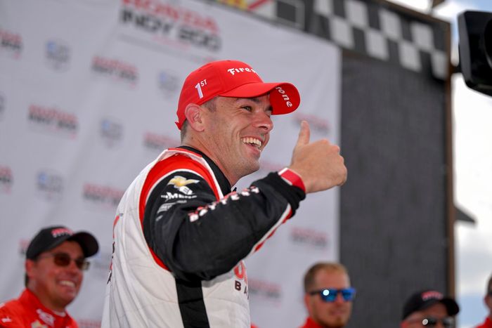 Ganador Scott McLaughlin, Team Penske Chevrolet, Victory Lane