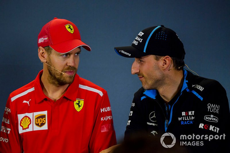 Sebastian Vettel, Ferrari e Robert Kubica, Williams Racing, durante la conferenza stampa