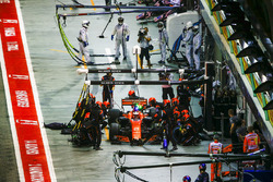 Stoffel Vandoorne, McLaren MCL32, au stand