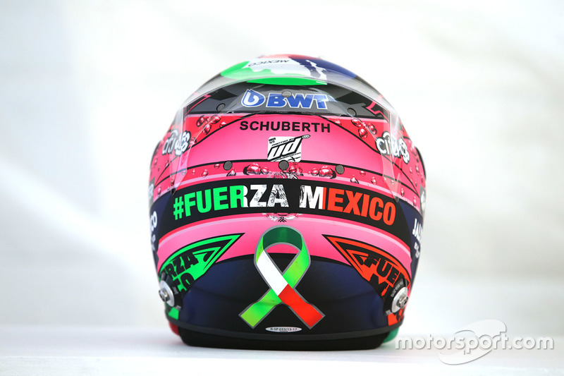 Il casco di Sergio Perez, Sahara Force India F1