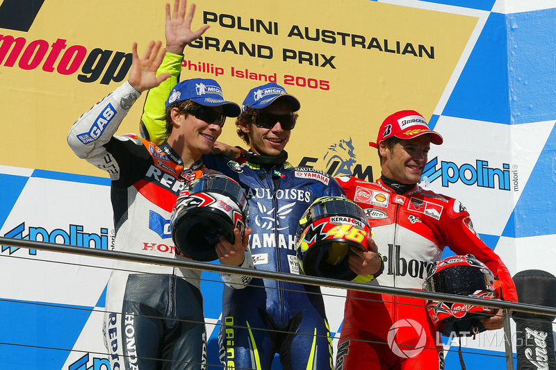 2005: 1. Valentino Rossi, 2. Nicky Hayden, 3. Carlos Checa