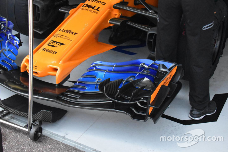 McLaren MCL33, detalle del ala frontal versión anterior