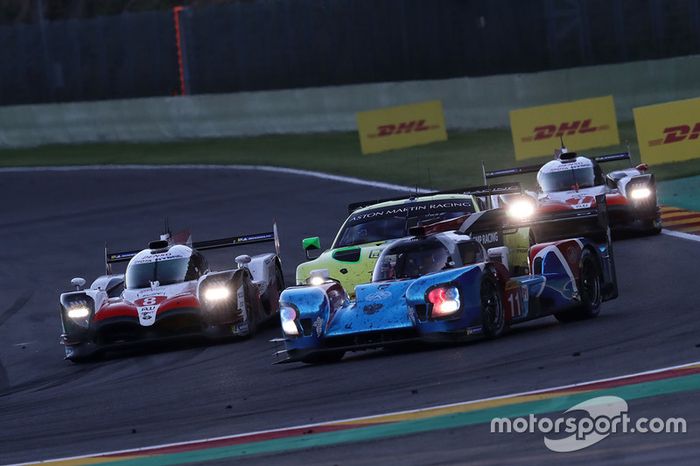 #11 SMP Racing BR Engineering BR1: Mikhail Aleshin, Vitaly Petrov, #8 Toyota Gazoo Racing Toyota TS050: Sébastien Buemi, Kazuki Nakajima, Fernando Alonso 