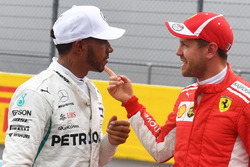 Polesitter Lewis Hamilton, Mercedes AMG F1, third place Sebastian Vettel, Ferrari