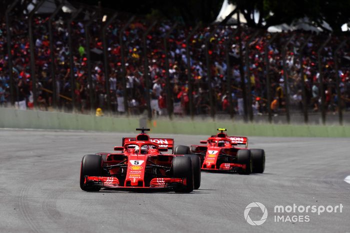 Sebastian Vettel, Ferrari SF71H y Kimi Raikkonen, Ferrari SF71H