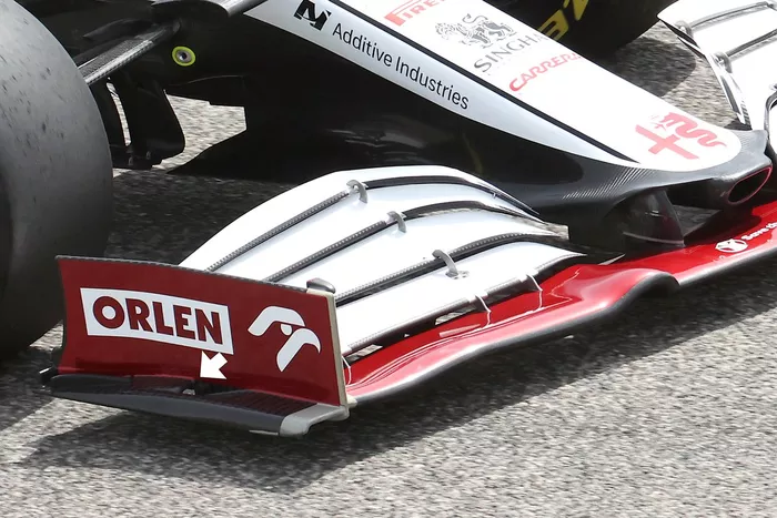 Detalle del alerón delantero del Alfa Romeo Racing C41