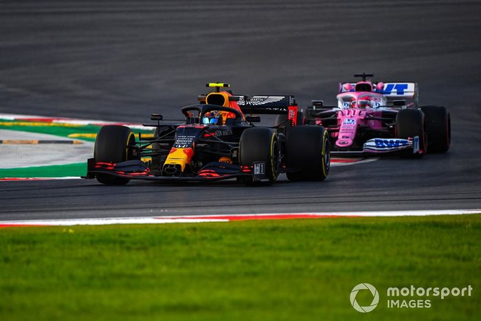 Alex Albon, Red Bull Racing RB16, Sergio Perez, Racing Point RP20