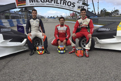 Los pilotos Esteban Guerrieri, Matías Milla y Matías Rossi en pruebas con F4 Sudamericana
