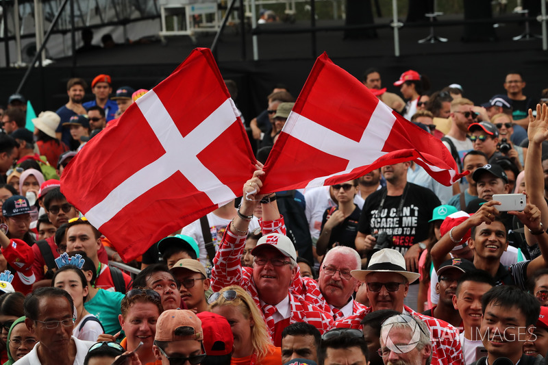 Fans and Danish flags