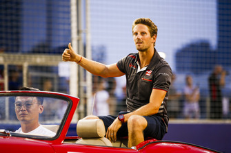 Romain Grosjean, Haas F1 Team, on the drivers' parade