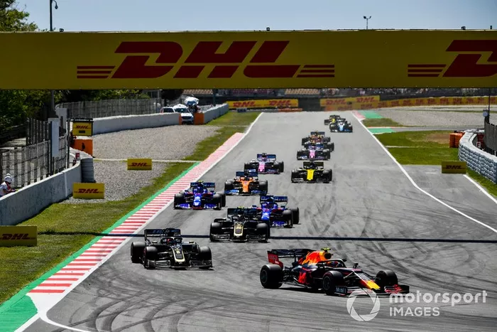Pierre Gasly, Red Bull Racing RB15,  Romain Grosjean, Haas F1 Team VF-19, Kevin Magnussen, Haas F1 Team VF-19, Daniil Kvyat, Toro Rosso STR14, Alexander Albon, Toro Rosso STR14, y Carlos Sainz Jr., McLaren MCL34