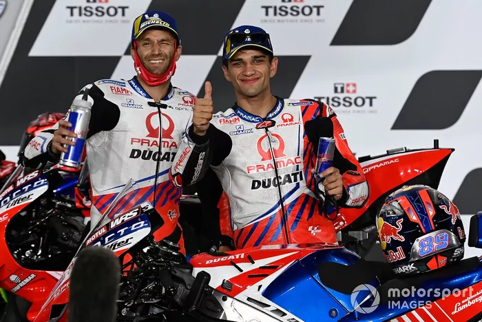 Segundo lugar Johann Zarco, Pramac Racing y Tercer lugar Jorge Martin, Pramac Racing