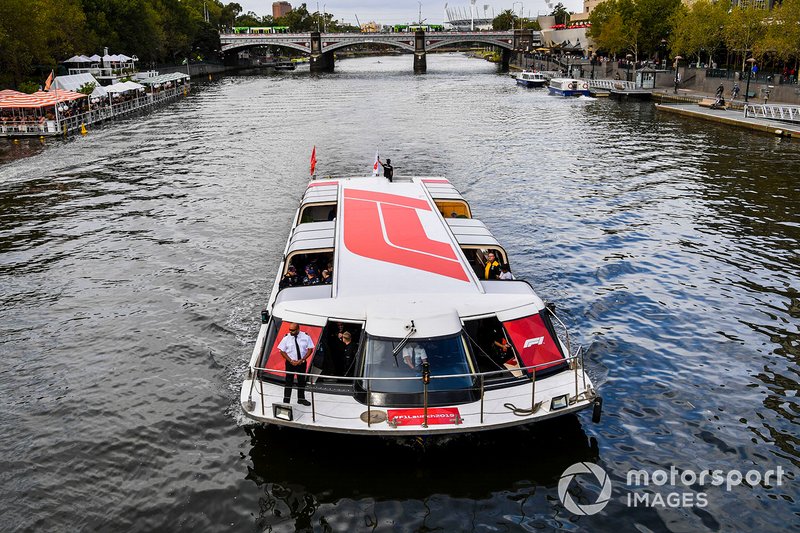 Drivers on the boat on the way to the Federation Square event